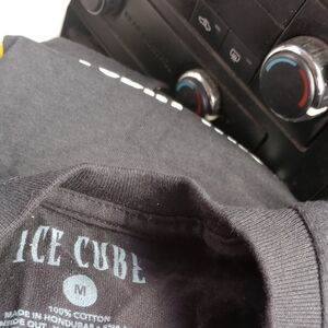 Ice Cube Graphic Tee in Black with Light Blue Print